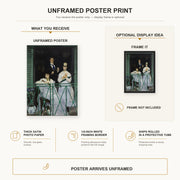 Edouard Manet - The Balcony, Musee d'Orsay poster print size comparison and framing display infographic