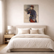 Gallery-wrapped canvas print of Edouard Manet's 'The Bugler' displayed on a wall in a bedroom