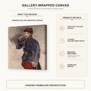 Edouard Manet - The Bugler gallery wrap canvas construction and hanging details infographic