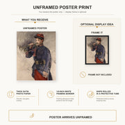 Edouard Manet - The Bugler poster print size comparison and framing display infographic