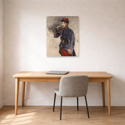 Unframed poster print of Edouard Manet's 'The Bugler' displayed on a wall in a home office