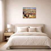 Unframed poster print of Edouard Manet's 'The Bullfight' displayed on a wall in a bedroom