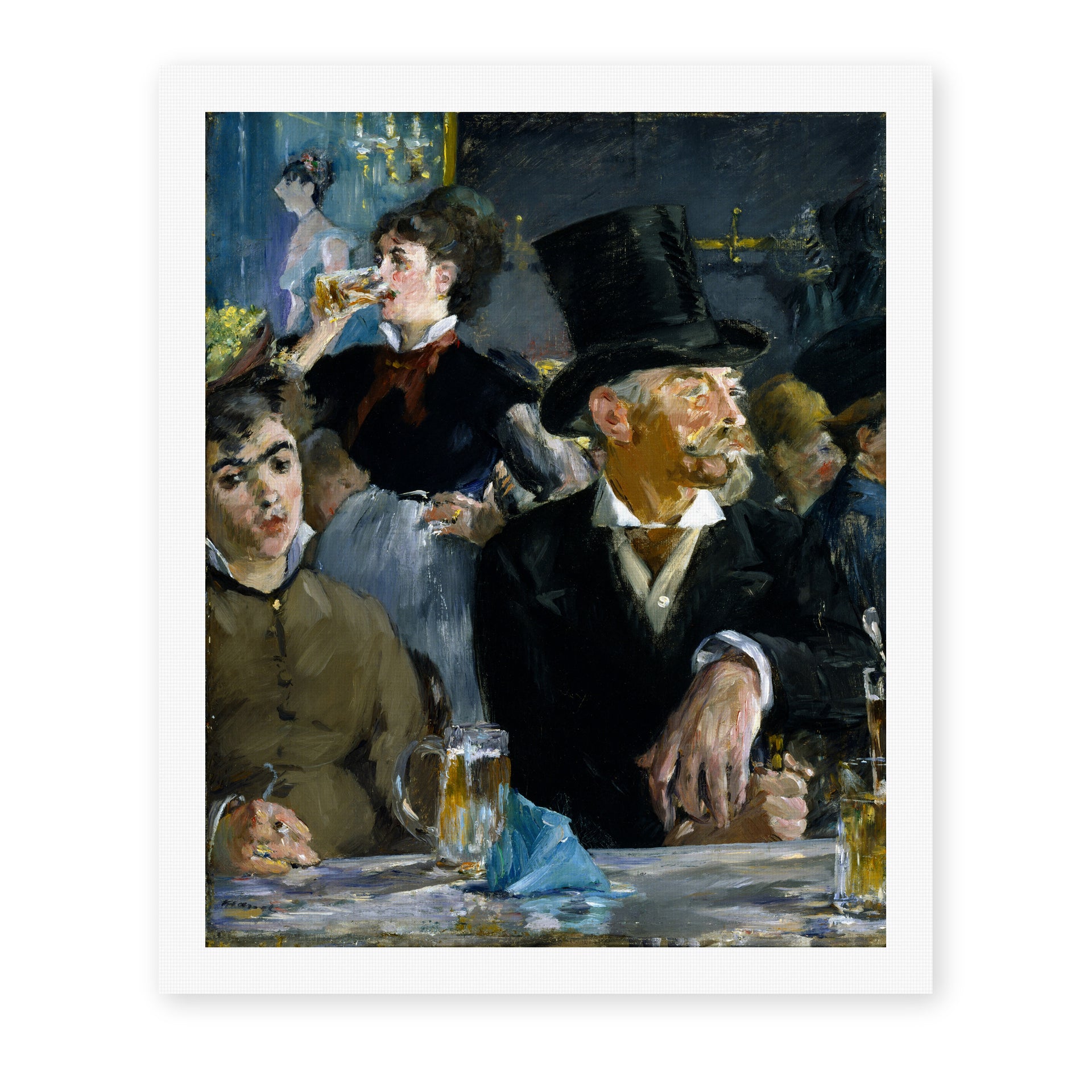 Edouard Manet's 'The Cafe Concert' painting reproduced as a rolled canvas print