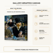 Edouard Manet - The Cafe Concert gallery wrap canvas construction and hanging details infographic
