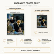 Edouard Manet - The Cafe Concert poster print size comparison and framing display infographic