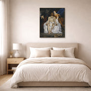 Gallery-wrapped canvas print of Edouard Manet's 'The Dead Christ with Angels' displayed on a wall in a bedroom