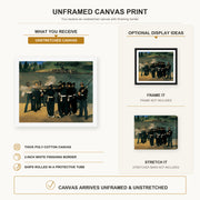 Edouard Manet - The Execution of Emperor Maximilian canvas print size comparison and framing display infographic