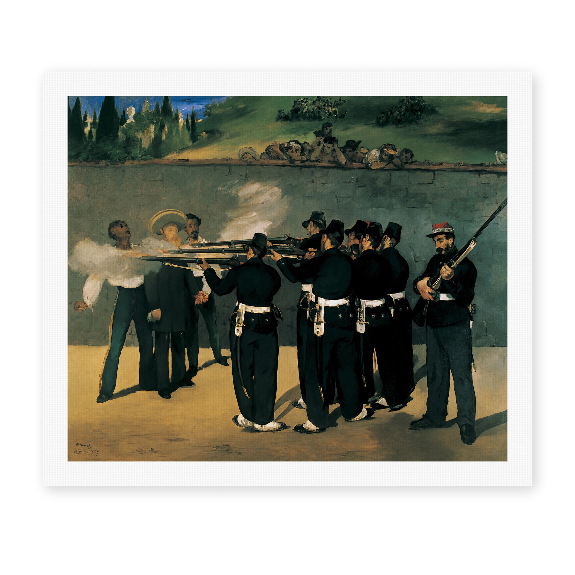 Edouard Manet's 'The Execution of Emperor Maximilian' painting reproduced as a rolled canvas print