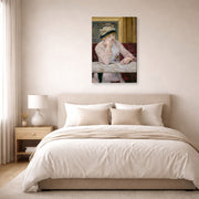 Gallery-wrapped canvas print of Edouard Manet's 'The Plum, National Gallery of Art' displayed on a wall in a bedroom