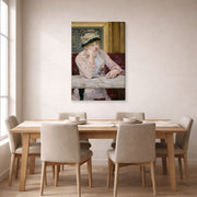 Gallery-wrapped canvas print of Edouard Manet's 'The Plum, National Gallery of Art' displayed on a wall in a dining room