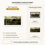 Edouard Manet - The Races at Longchamp canvas print size comparison and framing display infographic