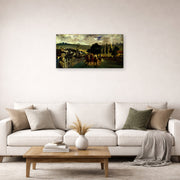 Gallery-wrapped canvas print of Edouard Manet's 'The Races at Longchamp' displayed on a wall in a living room
