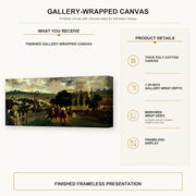 Edouard Manet - The Races at Longchamp gallery wrap canvas construction and hanging details infographic