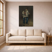 Gallery-wrapped canvas print of Edouard Manet's 'The Ragpicker, Norton Simon Museum' displayed on a wall in a living room