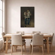 Unframed poster print of Edouard Manet's 'The Ragpicker, Norton Simon Museum' displayed on a wall in a dining room