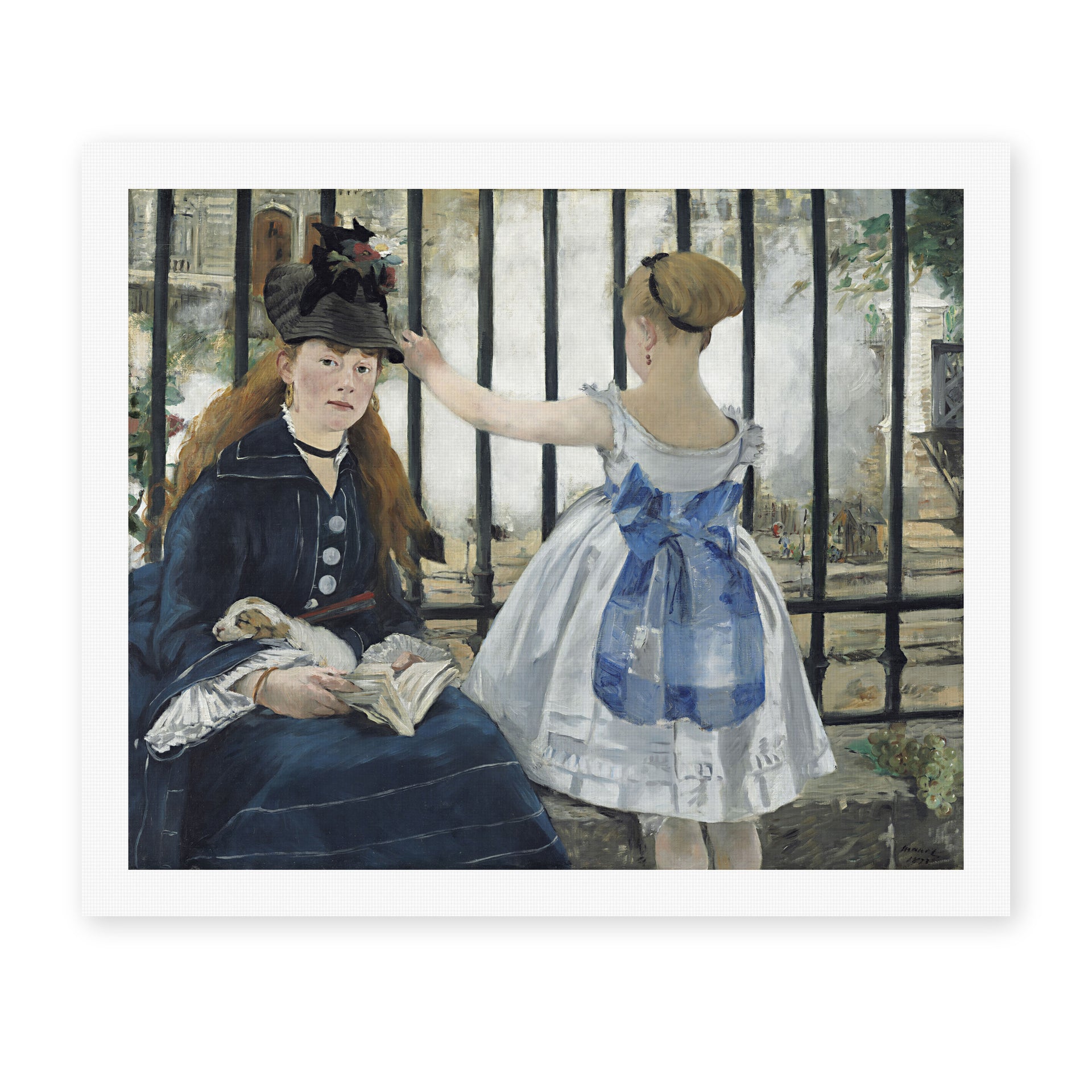 Edouard Manet's 'The Railway' painting reproduced as a rolled canvas print