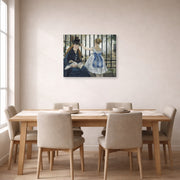 Gallery-wrapped canvas print of Edouard Manet's 'The Railway' displayed on a wall in a dining room