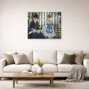 Gallery-wrapped canvas print of Edouard Manet's 'The Railway' displayed on a wall in a living room
