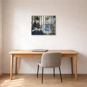 Gallery-wrapped canvas print of Edouard Manet's 'The Railway' displayed on a wall in a home office
