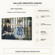 Edouard Manet - The Railway gallery wrap canvas construction and hanging details infographic