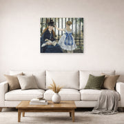 Unframed poster print of Edouard Manet's 'The Railway' displayed on a wall in a living room
