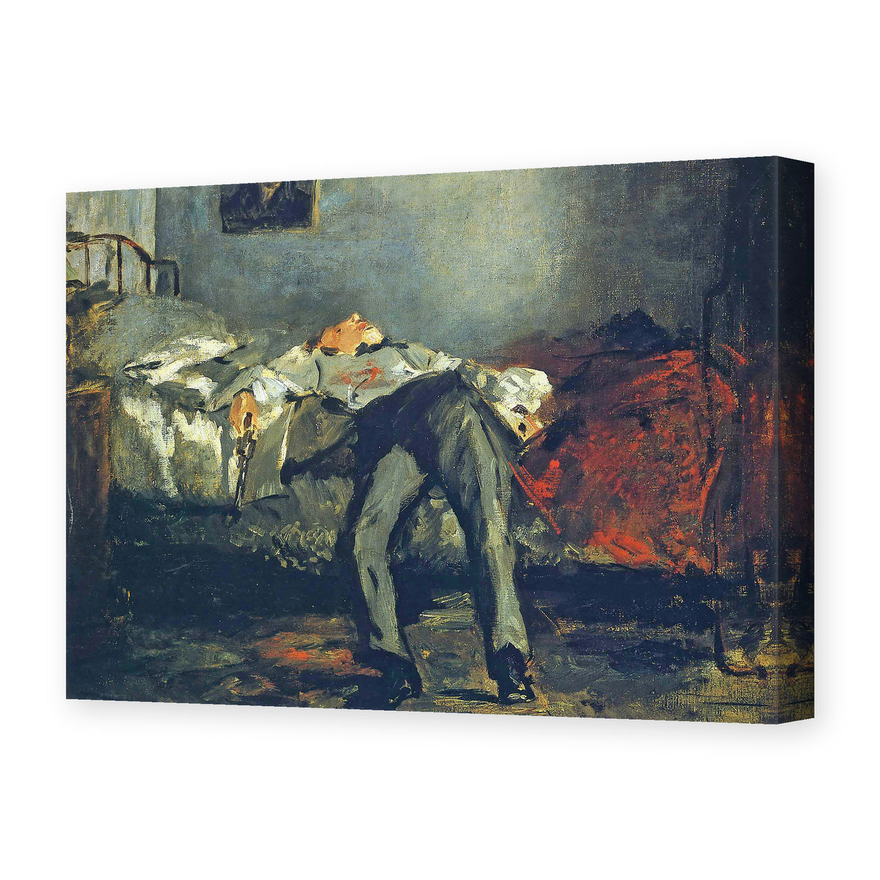 Edouard Manet's 'The Suicide, Le Suicidé' painting reproduced as a gallery-wrapped canvas print