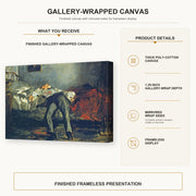 Edouard Manet - The Suicide, Le Suicidé gallery wrap canvas construction and hanging details infographic