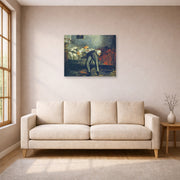 Unframed poster print of Edouard Manet's 'The Suicide, Le Suicidé' displayed on a wall in a living room