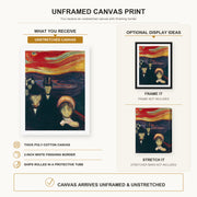 Edvard Munch - Anxiety canvas print size comparison and framing display infographic