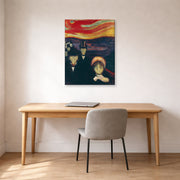Gallery-wrapped canvas print of Edvard Munch's Anxiety displayed on a wall in a home office
