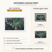 Edvard Munch - At the Roulette Table in Monte Carlo canvas print size comparison and framing display infographic