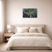 Gallery-wrapped canvas print of Edvard Munch's At the Roulette Table in Monte Carlo displayed on a wall in a bedroom