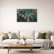 Gallery-wrapped canvas print of Edvard Munch's At the Roulette Table in Monte Carlo displayed on a wall in a living room
