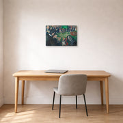 Unframed poster print of Edvard Munch's At the Roulette Table in Monte Carlo displayed on a wall in a home office