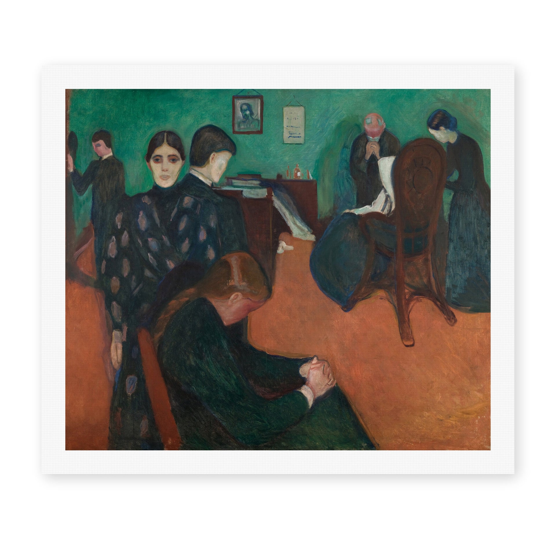 Edvard Munch's 'Death in the Sickroom' painting reproduced as a rolled canvas print