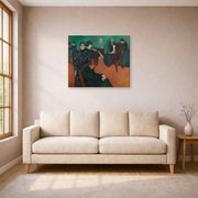 Gallery-wrapped canvas print of Edvard Munch's Death in the Sickroom displayed on a wall in a living room