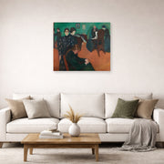 Unframed poster print of Edvard Munch's Death in the Sickroom displayed on a wall in a living room