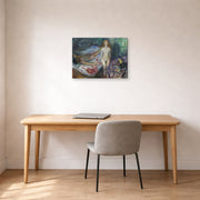 Gallery-wrapped canvas print of Edvard Munch's Death of Marat displayed on a wall in a home office