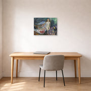 Unframed poster print of Edvard Munch's Death of Marat displayed on a wall in a home office