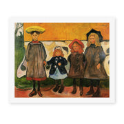 Edvard Munch's 'Four Girls In Asgardstrand' painting reproduced as a rolled canvas print