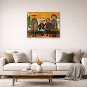 Gallery-wrapped canvas print of Edvard Munch's Four Girls In Asgardstrand displayed on a wall in a living room