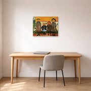 Gallery-wrapped canvas print of Edvard Munch's Four Girls In Asgardstrand displayed on a wall in a home office