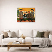 Unframed poster print of Edvard Munch's Four Girls In Asgardstrand displayed on a wall in a living room
