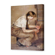 Edvard Munch's 'Girl Kindling a Stove' painting reproduced as a gallery-wrapped canvas print