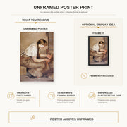 Edvard Munch - Girl Kindling a Stove poster print size comparison and framing display infographic