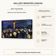Edvard Munch - Golgotha gallery wrap canvas construction and hanging details infographic