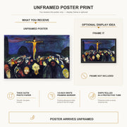 Edvard Munch - Golgotha poster print size comparison and framing display infographic