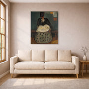 Gallery-wrapped canvas print of Edvard Munch's Inheritance displayed on a wall in a living room