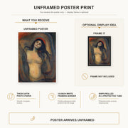 Edvard Munch - Madonna poster print size comparison and framing display infographic