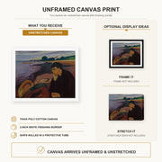 Edvard Munch - Melankoli canvas print size comparison and framing display infographic